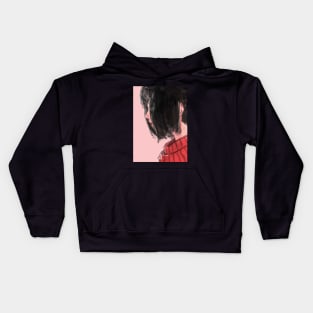 cute short hair girl from side view Kids Hoodie